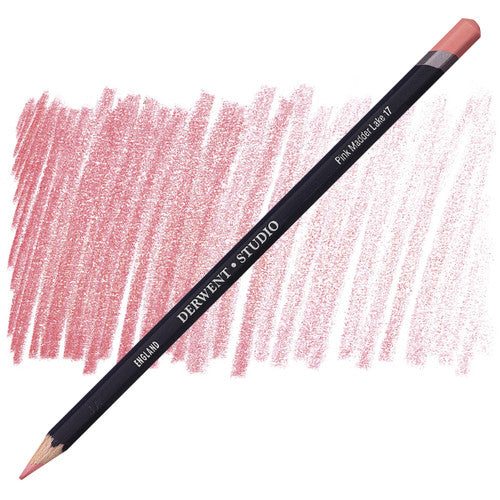 Derwent Studio Pencil Pink Madder Lake Box of 6. Derwent Studio Pink Madder Lake pencils box of 6 front view.