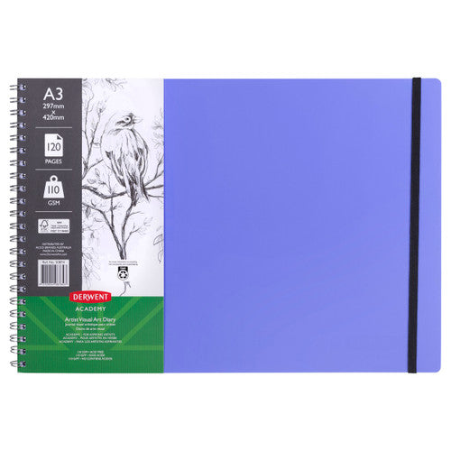 Derwent Academy Visual Art Diary A3 Landscape 120 Page Very Peri Pack of 10 - image 1
