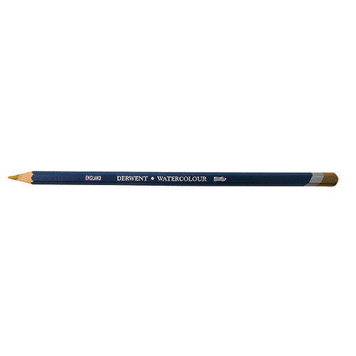 Derwent Watercolour Pencil Brown Ochre box of 6 pencils on a white background