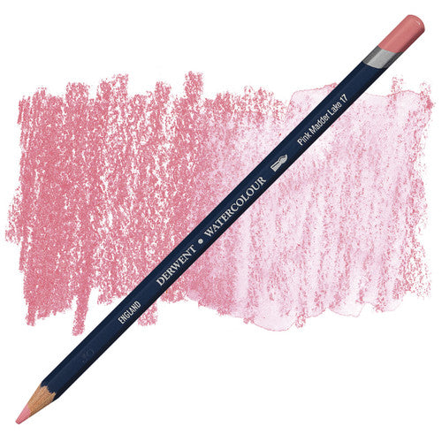 Derwent Watercolour Pencil Pink Madder Lake Box of 6. Close-up of Derwent Pink Madder Lake watercolour pencil tip showing 3.5mm water-soluble core.