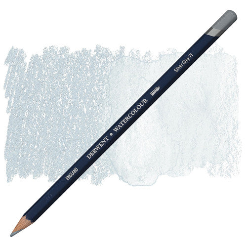Derwent Academy Watercolour Pencil Silver Grey Box of 6. Close-up of Derwent Academy Silver Grey watercolour pencil tip showing 3.5mm water-soluble strip.