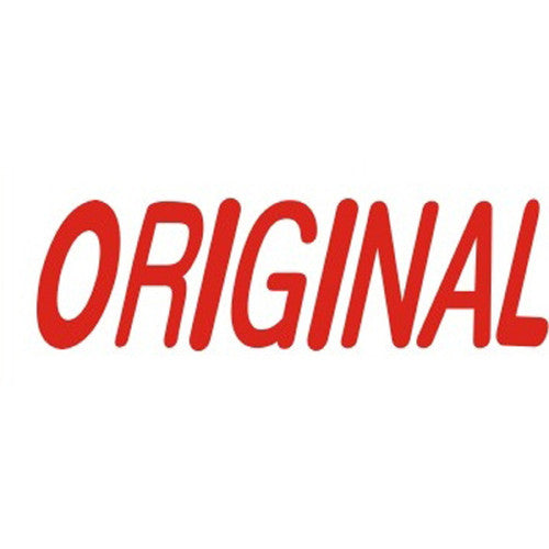 Deskmate pre-inked office stamp with Original message in red ink, shown with protective cap on white background