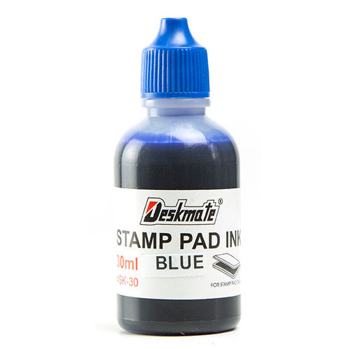 Deskmate 30ml blue stamp pad refill ink bottle with smooth applicator tip