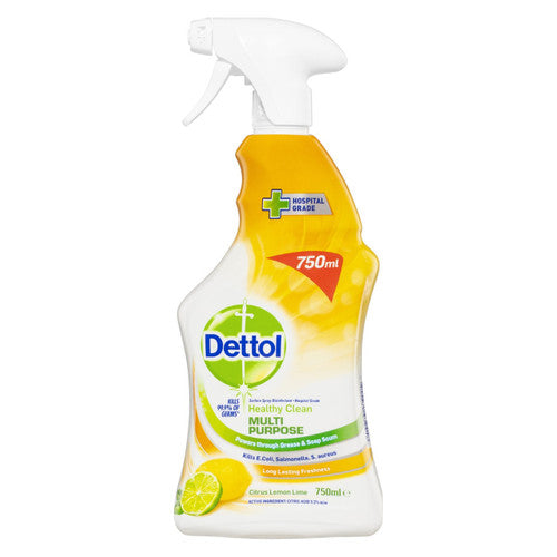 Dettol Citrus Lemon Lime Multi-Purpose Cleaner 750ml trigger spray bottle, pack of 6