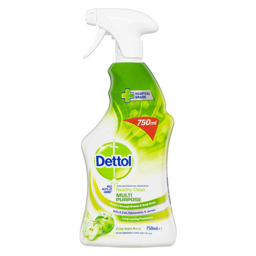 Dettol Multi-Purpose Cleaner Crisp Apple Burst 750ml trigger spray bottle, pack of 6