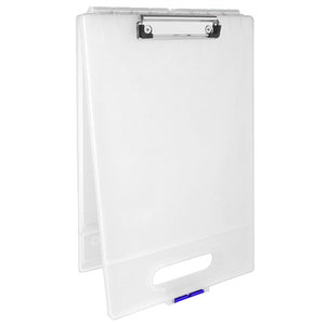 Dexas Clipcase 1 clipboard in Natural colour, front view showing steel clip and closed case