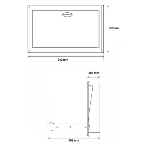 Dolphy baby change station extended open showing safety belt and gas spring hinge