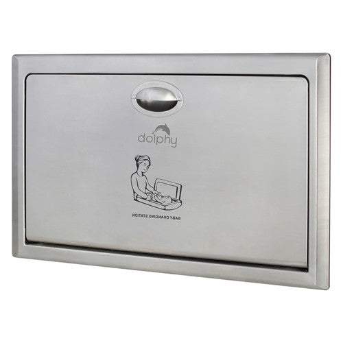 Close-up of 304 stainless steel matte finish surface and antimicrobial coating on Dolphy change station