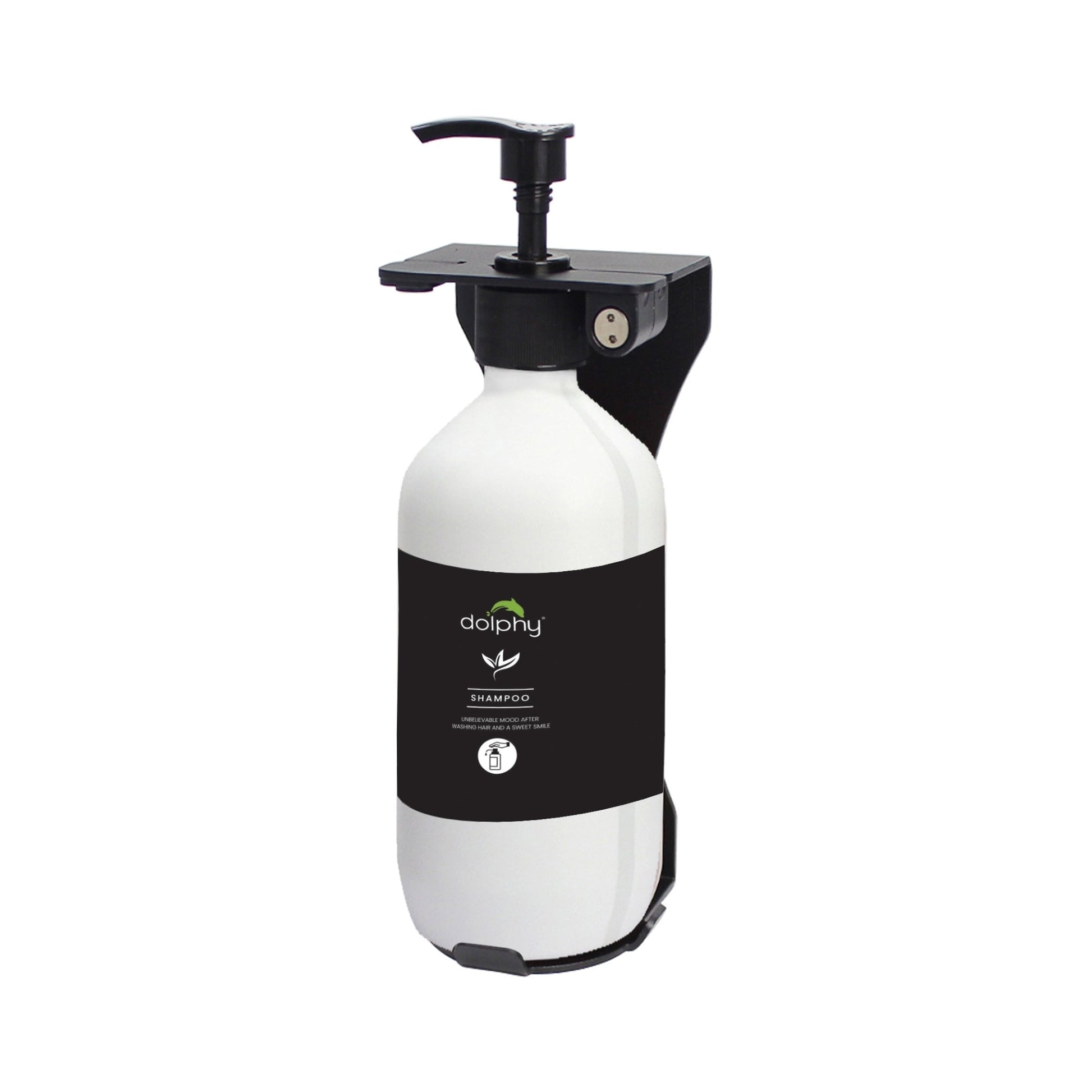 Dolphy EcoFlow refill dispenser in matte white with stainless steel trim, wall mounted showing the push button dispensing head