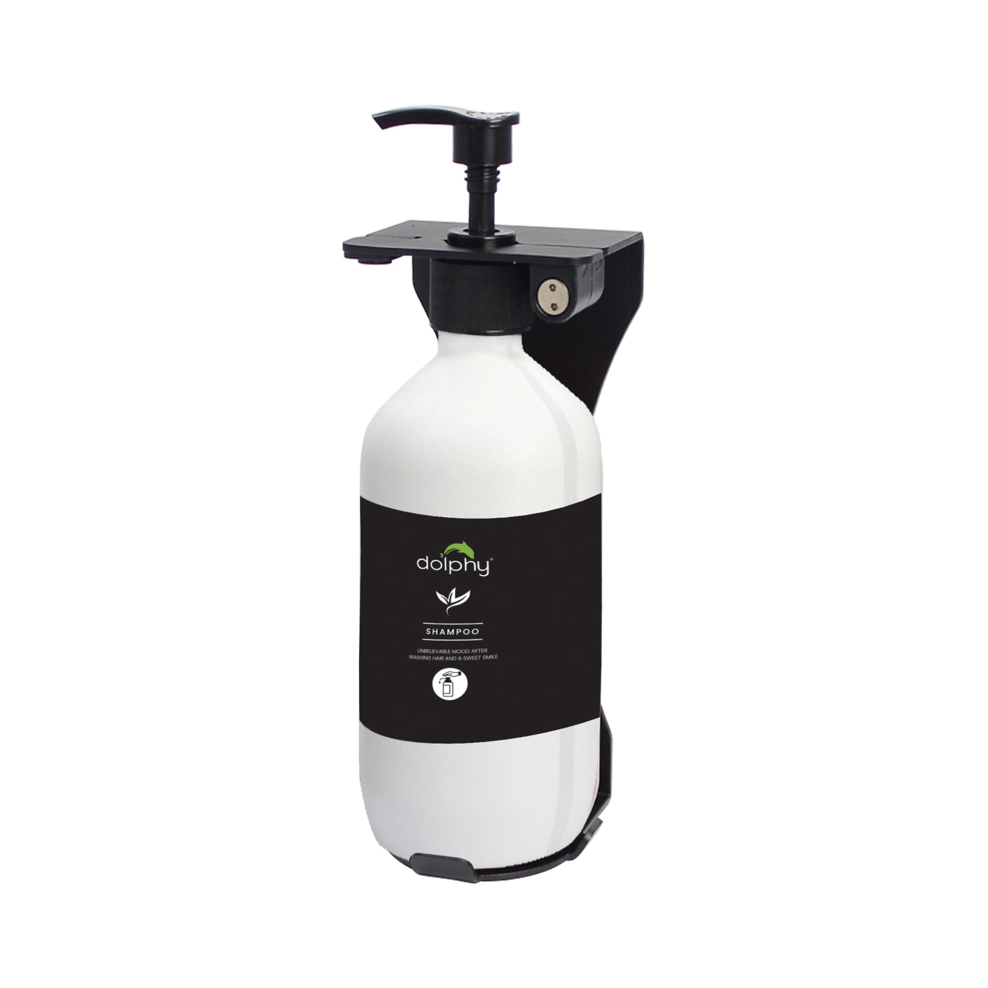 Dolphy EcoFlow refill dispenser in matte white with stainless steel trim, wall mounted showing the push button dispensing head