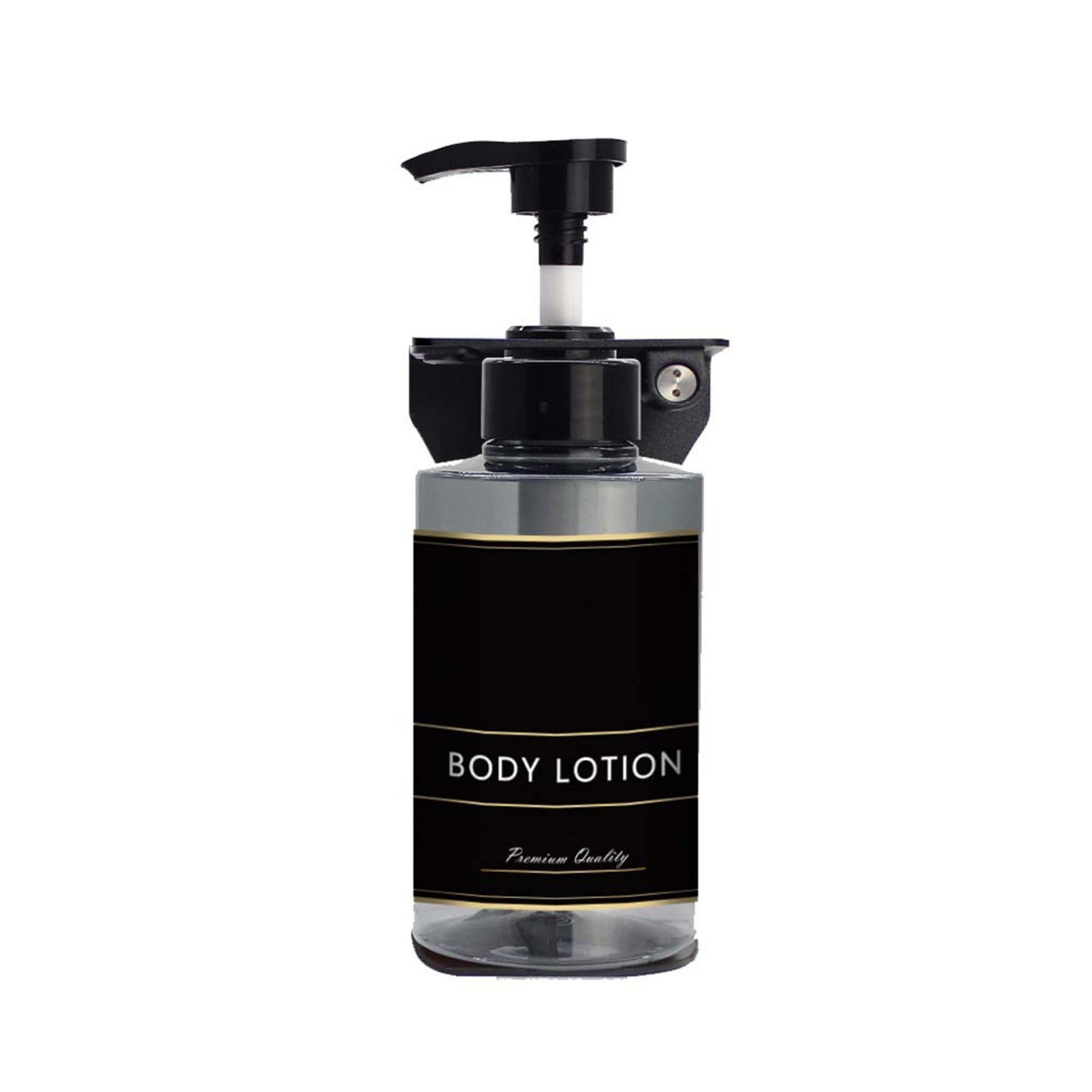 Dolphy EcoFlow refillable dispenser in transparent plastic with stainless steel trim, wall mounted showing the visible liquid level and push button