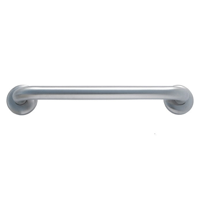 Dolphy straight grab rail in #304 stainless steel, showing the 1200mm straight bar with concealed circular flush mounts at each end