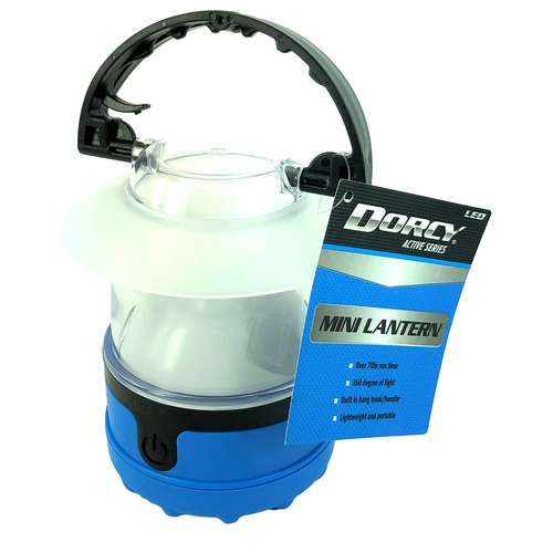 Dorcy D1017 compact LED lantern with hang hook and rubber on/off button in assorted colours