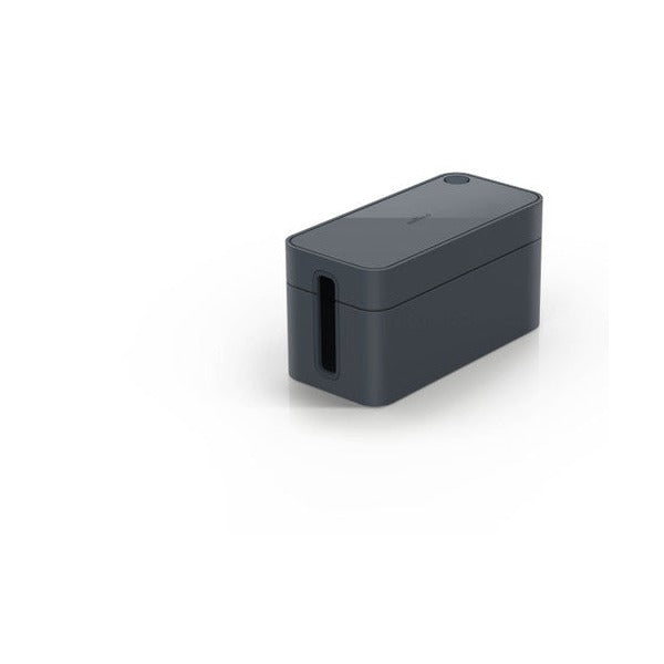 Durable Cavoline Cable Box S in graphite with lid closed, showing circular cable opening on top