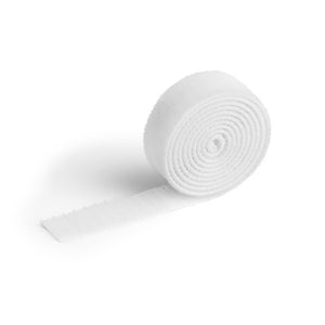 Durable 503202 Cavoline self-grip cable tape in white, wound on a roll with the loose end pulled out