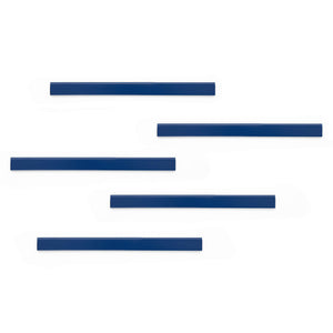 Five Durable Durafix 210 mm rails in dark blue on a white background