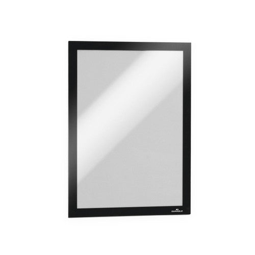 Durable Duraframe A4 sign holder with black adhesive frame shown from the front