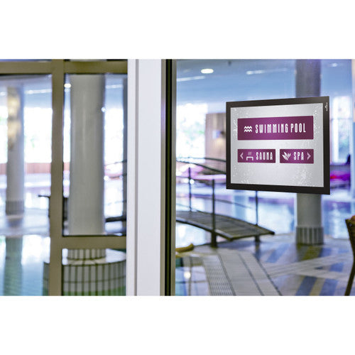 Duraframe A4 holder displayed in landscape orientation with a printed document inserted