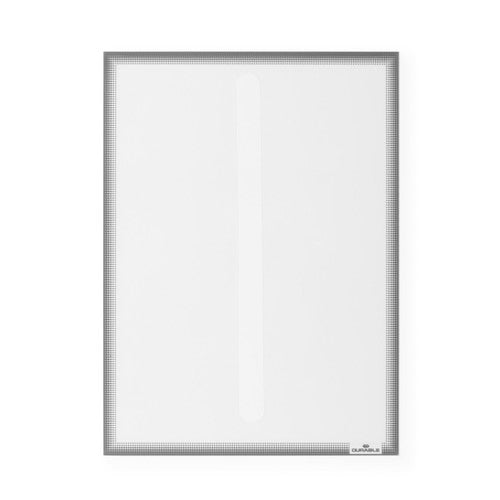Durable Duraframe Info Frame static cling A4 frame in grey, shown empty and upright on a white background