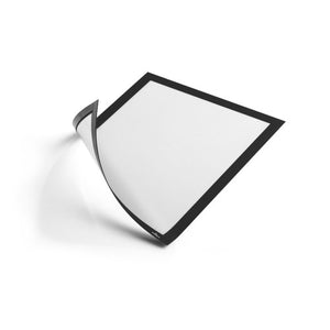 Durable 486901 Duraframe Magnetic A4 black hero view showing magnetic back frame for attachment to whiteboards, lockers and metal surfaces, 238 x 324mm
