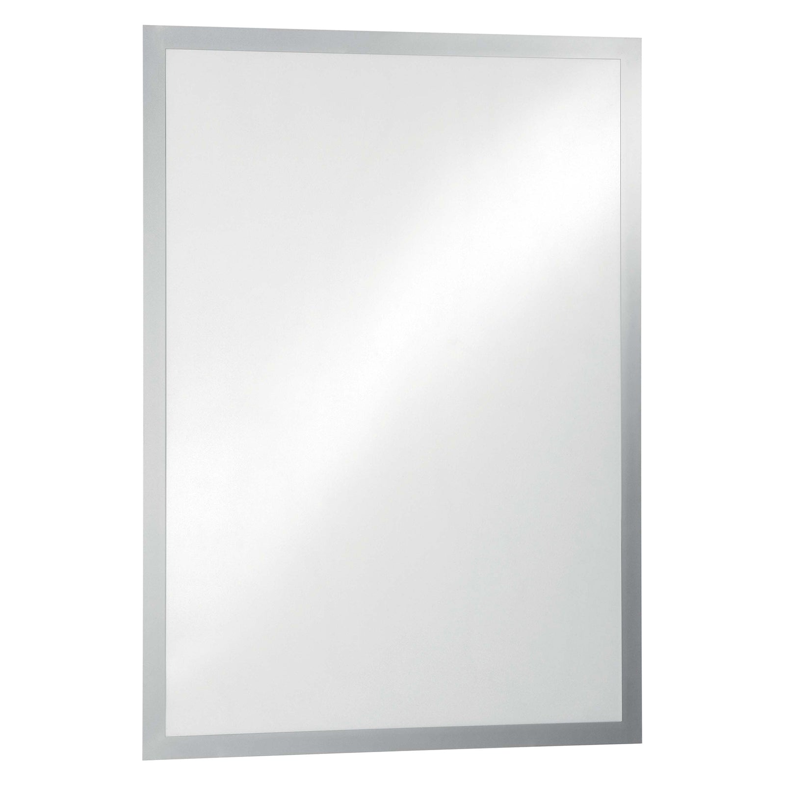 Studio product image of the empty Durable DURAFRAME Poster 50 x 70cm Silver, showcasing the transparent display panel, slim magnetic silver border and clean minimalist design suitable for large format posters and signage.