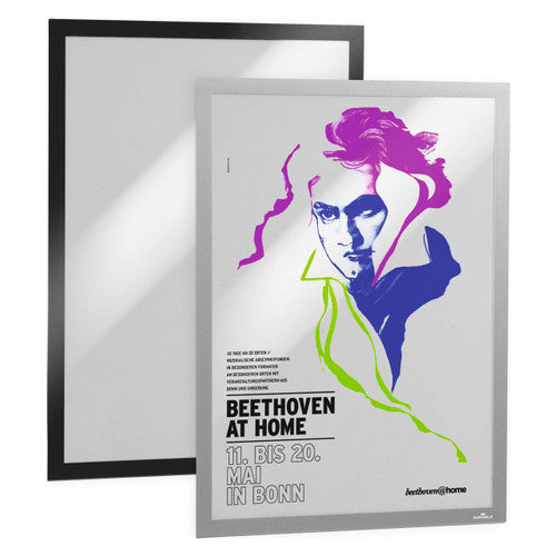Durable Duraframe A2 frame displaying an A2 poster in portrait orientation on a wall