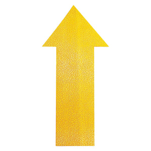 Durable yellow floor marking arrow, top view