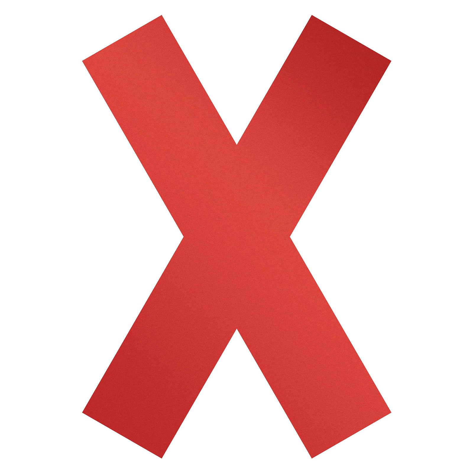 Studio image of the Durable Cross X Red removable self adhesive floor marker displayed on a white background, highlighting its bold red colour and simple high visibility design.