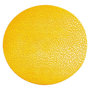 Durable yellow floor marking dot, top view showing the textured surface
