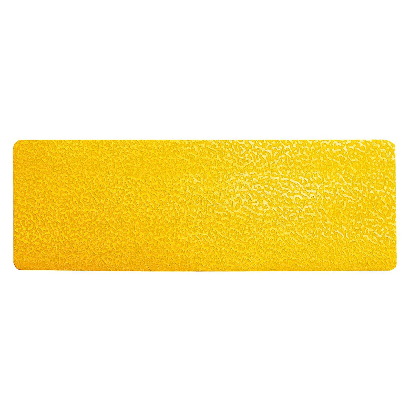 Studio image of a single Durable Floor Marking Stripe Yellow showing the textured abrasion resistant surface, rounded corners and bright signal yellow finish against a white background.