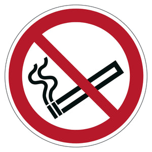 Durable round red no smoking floor sign