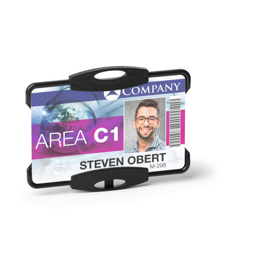Front view of Durable ECO card holder displaying a standard ID card