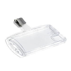 Durable ID Security Pass Holder Acrylic Duo with Rotating Clip Clear Box 25 - image 1