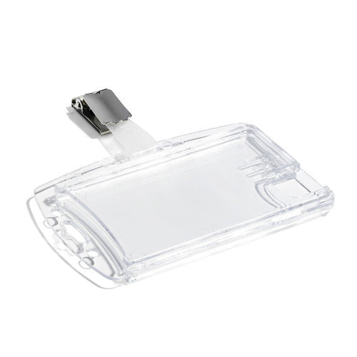 Durable ID Security Pass Holder Acrylic Duo with Rotating Clip Clear Box 25 - image 1