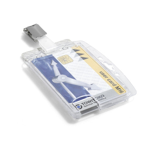 Durable ID Security Pass Holder Acrylic Duo with Rotating Clip Clear Box 25 - image 4