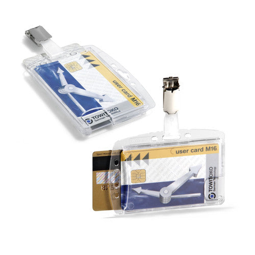 Durable ID Security Pass Holder Acrylic Duo with Rotating Clip Clear Box 25 - image 5