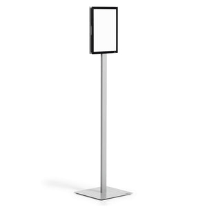 Durable Info Stand Basic A4 floor stand with an empty black frame in portrait format