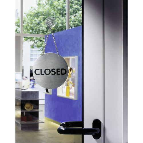 Durable 130mm reversible Open/Closed sign with hanging chain included