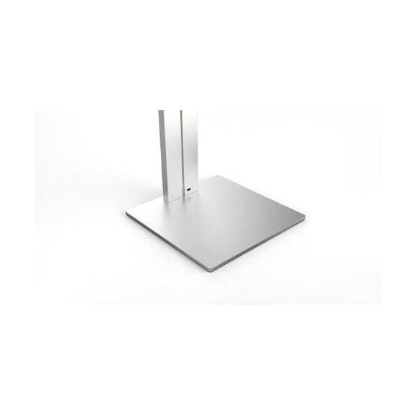 Square silver base plate of the tablet floor stand