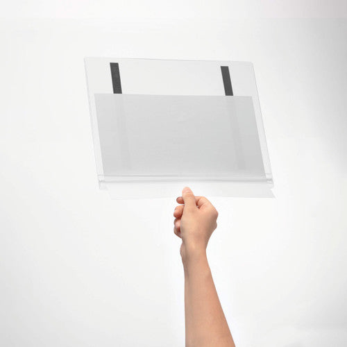 Durable A4 outdoor pocket mounted on a metal surface with a printed notice inside