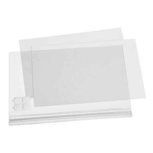 Durable A4 water-resistant self-adhesive transparent pocket, front view