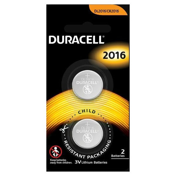 Duracell DL2016B CR2016 3V lithium coin battery pack of 2