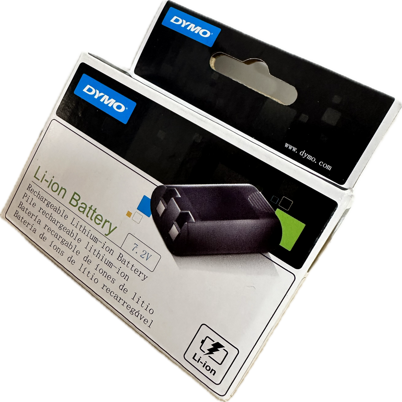 Dymo lithium battery packaging on a white background