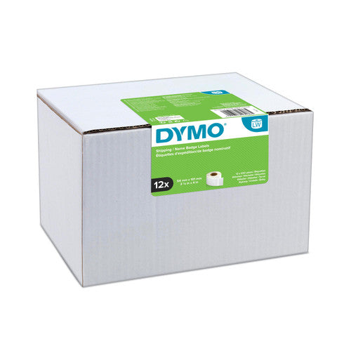 Dymo LabelWriter shipping labels 54 x 101mm in a carton of 12 rolls, 2,640 genuine direct thermal paper labels for bulk parcel dispatch