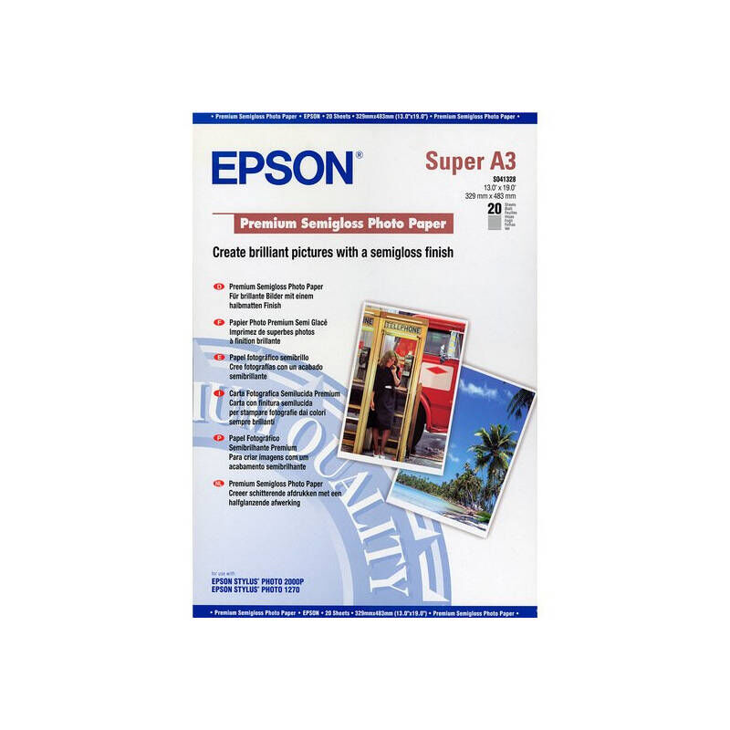 Epson S041328 Premium Semi Gloss Photo Paper A3+ 20 Sheets