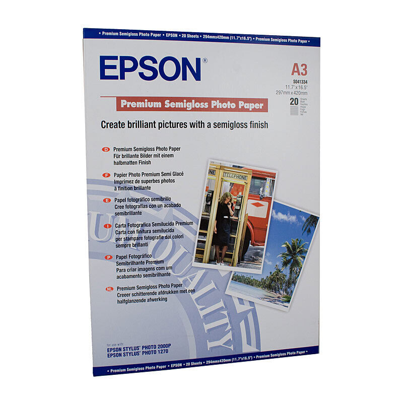 Epson S041334 Premium Semi Gloss Photo Paper A3 20 Sheets