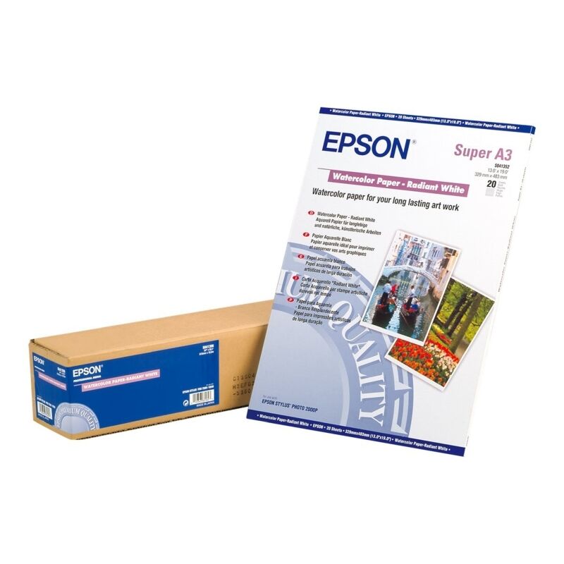 Epson S041352 Watercolour Paper Radiant White A3+ 20 Sheets