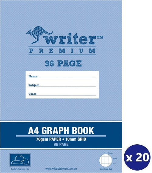 Writer Premium Grid Book A4 96 Page 10mm Pack 10 — cover detail