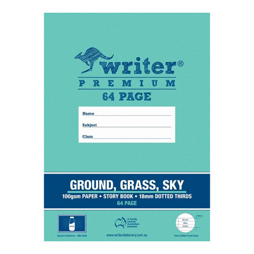 Writer Premium Story Book 330x240mm 64 Page Ground Grass Sky 18mm Dotted Thirds Milk Bottle Cover Pack 10 — front cover