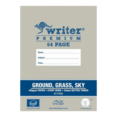 Writer Premium Story Book 330x240mm 64 Page Ground Grass Sky 24mm Dotted Thirds Sandwich Cover Pack 10 — front cover